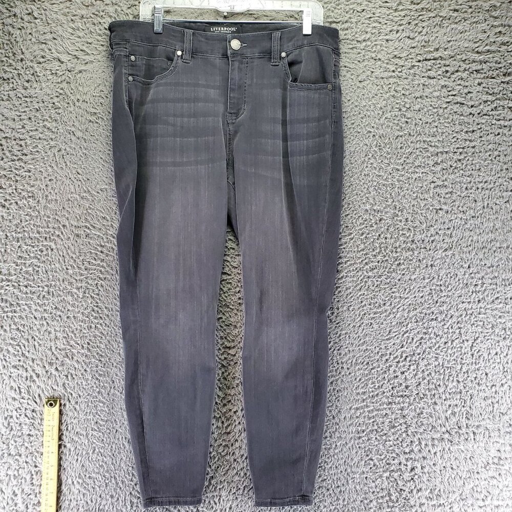 Liverpool Jean Womens 16W Washed Black Ankle Skinny